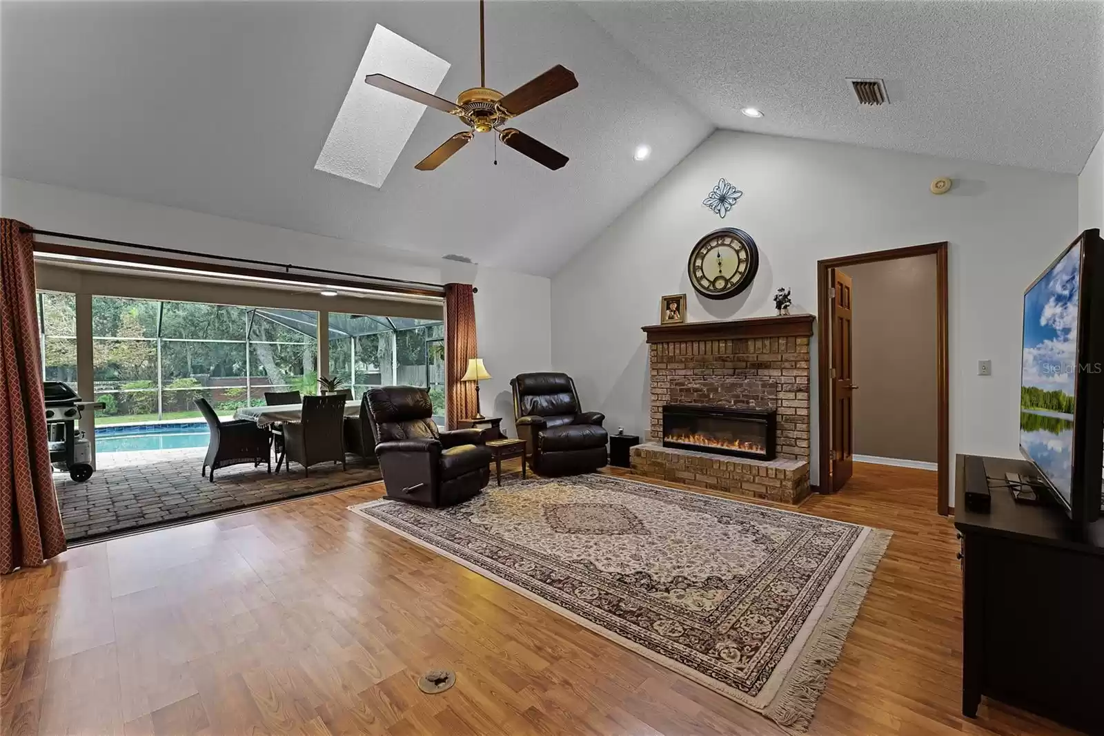 Family Room with Pool view