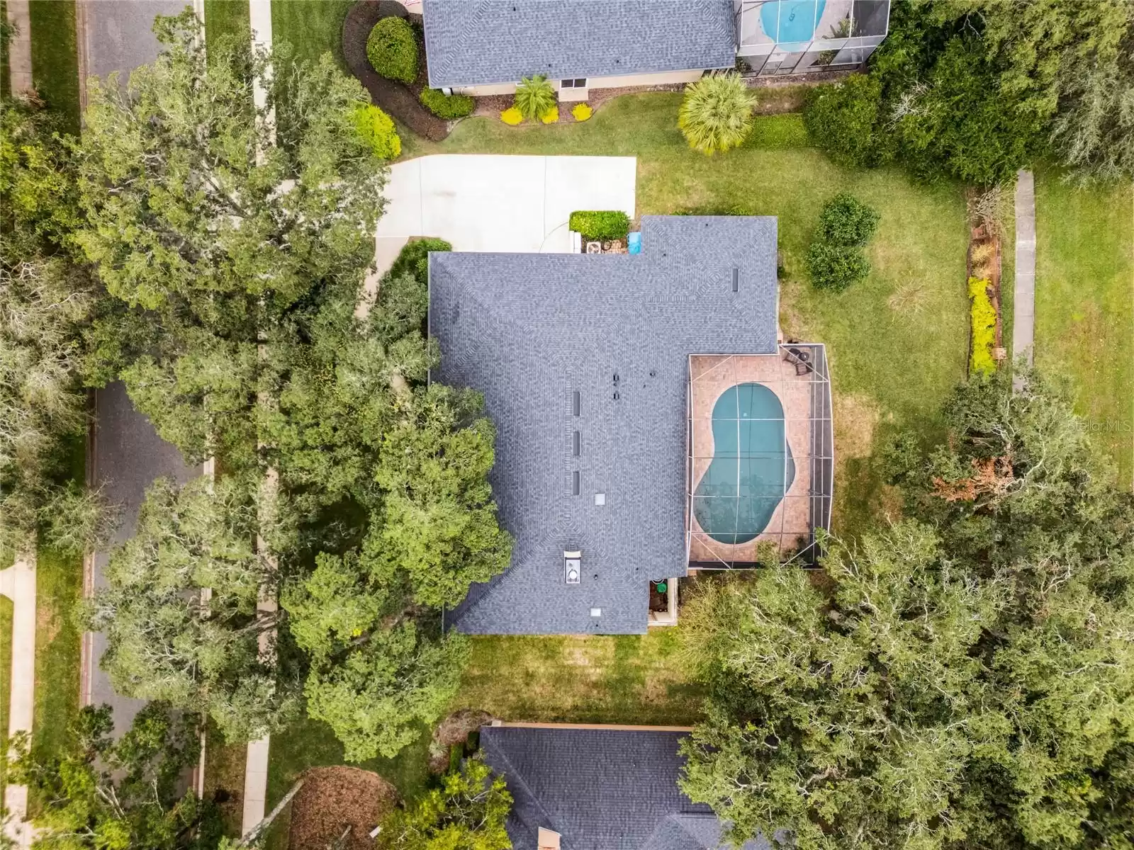 Aerial View.  Recently replaced Roof, Skylights, Gutters and Gutter Guards