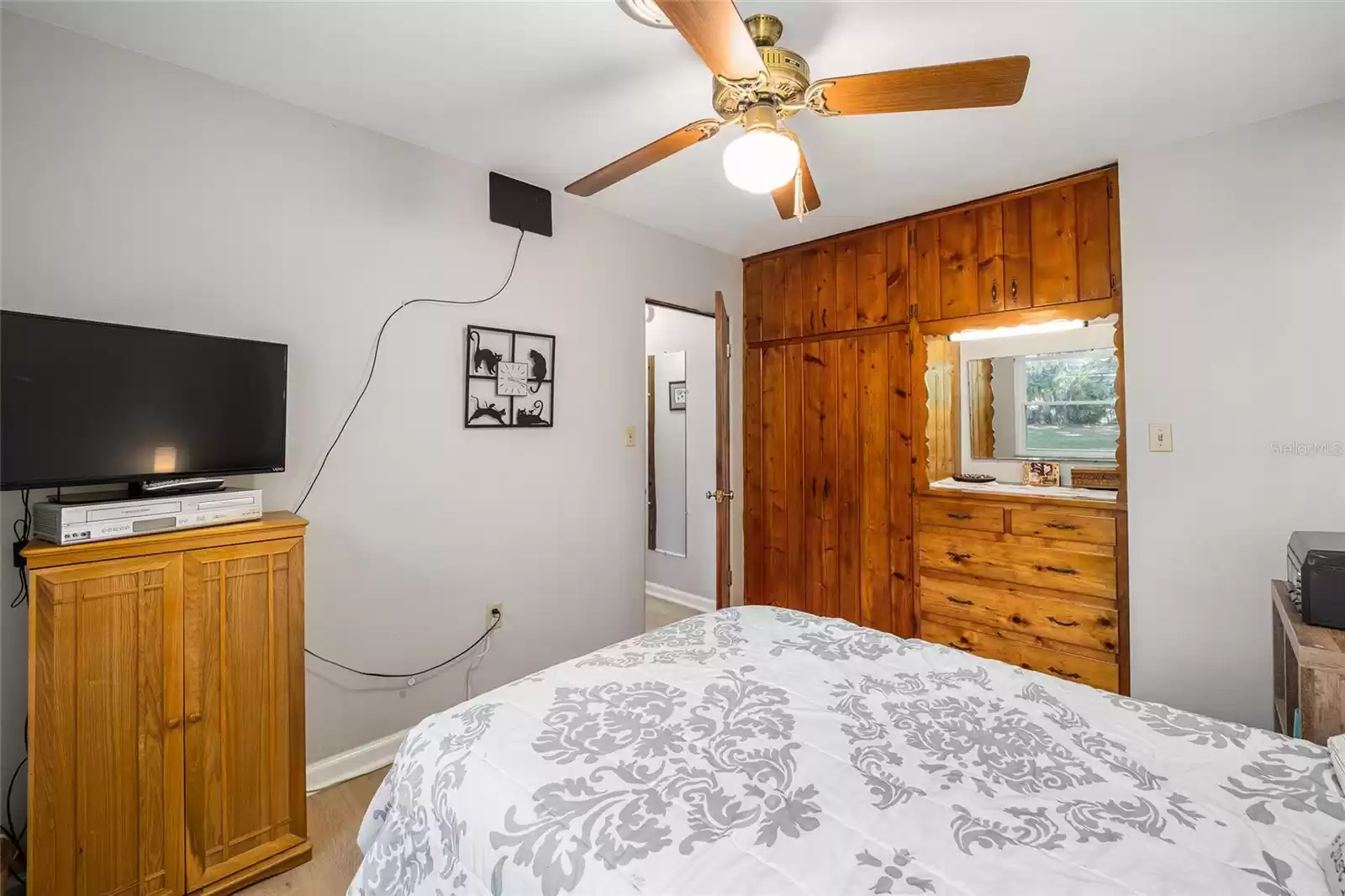 Bedroom 2 with Built-in Dresser w/Light, Wardrobe & Storage