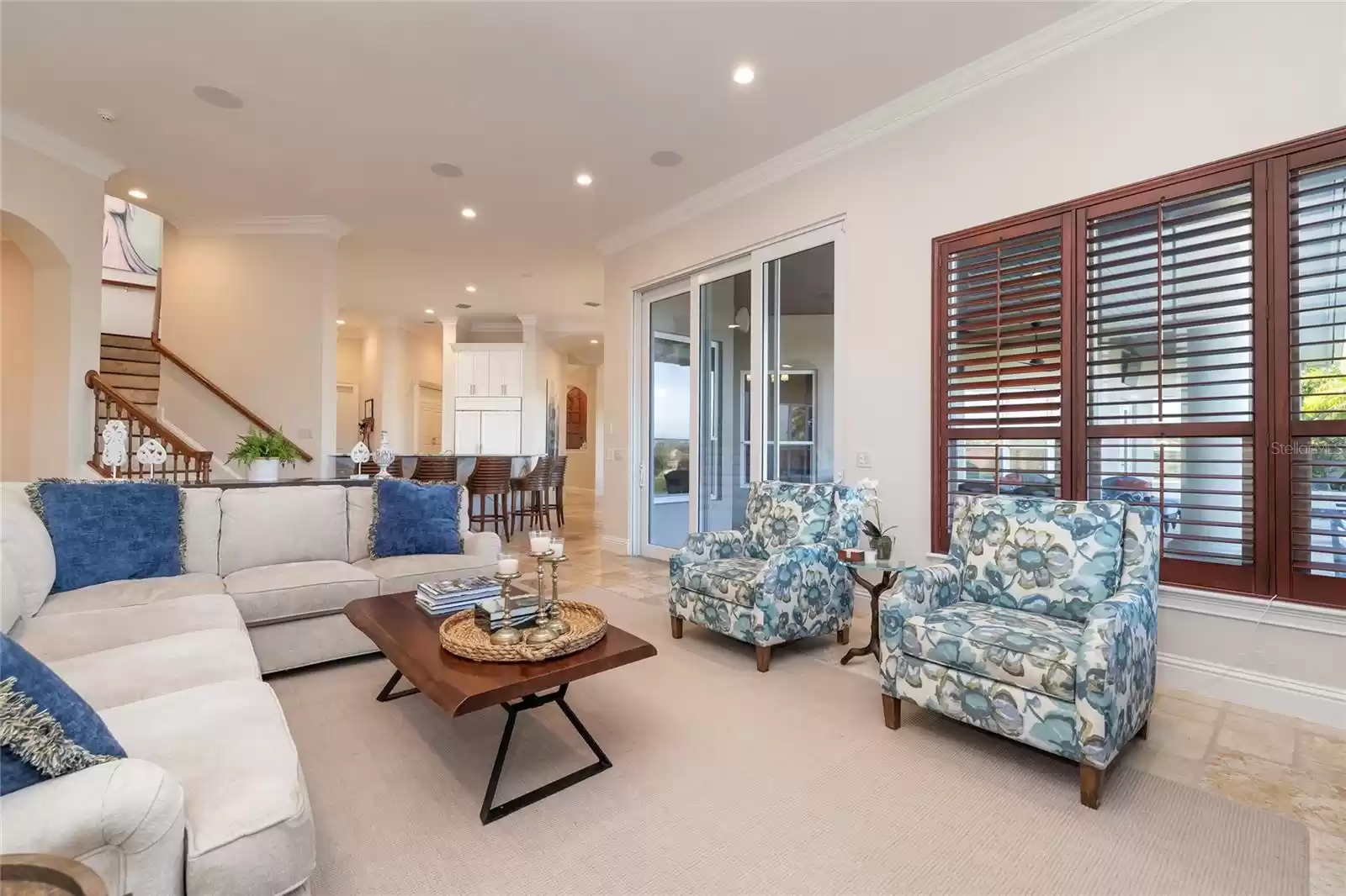 Kitchen opens to family room.