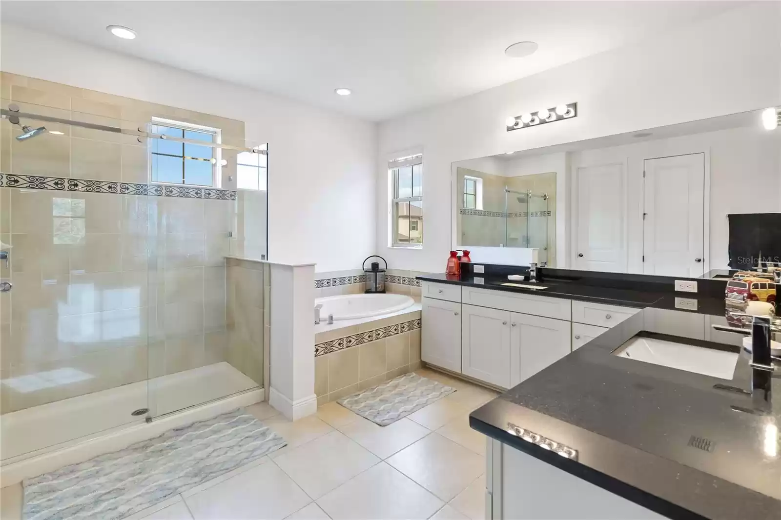 Master Bathroom with Separate Shower and Whirlpool Tub