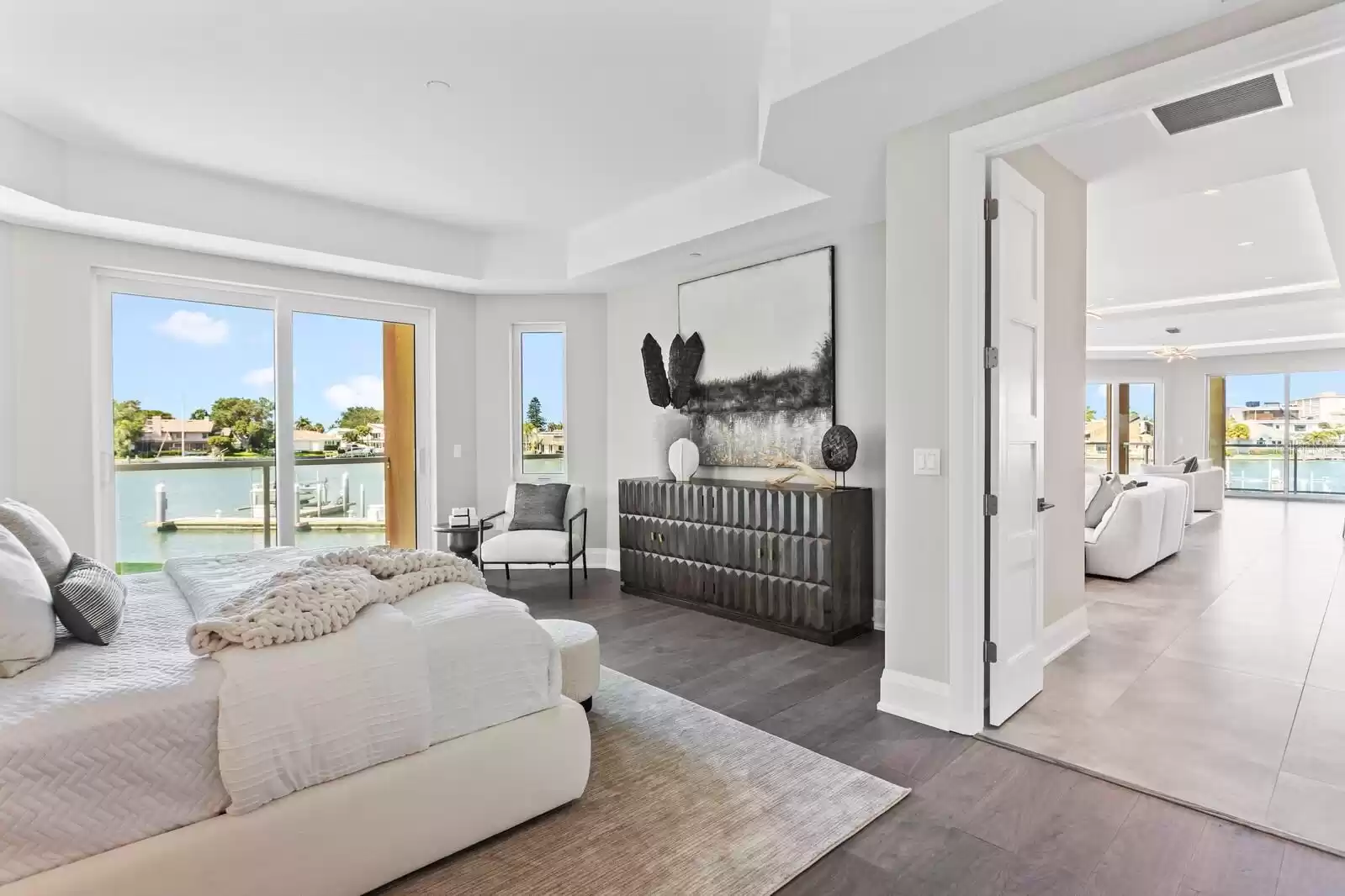 Main Bedroom (20' x 16'), overlooking Boca Ciega Bay.