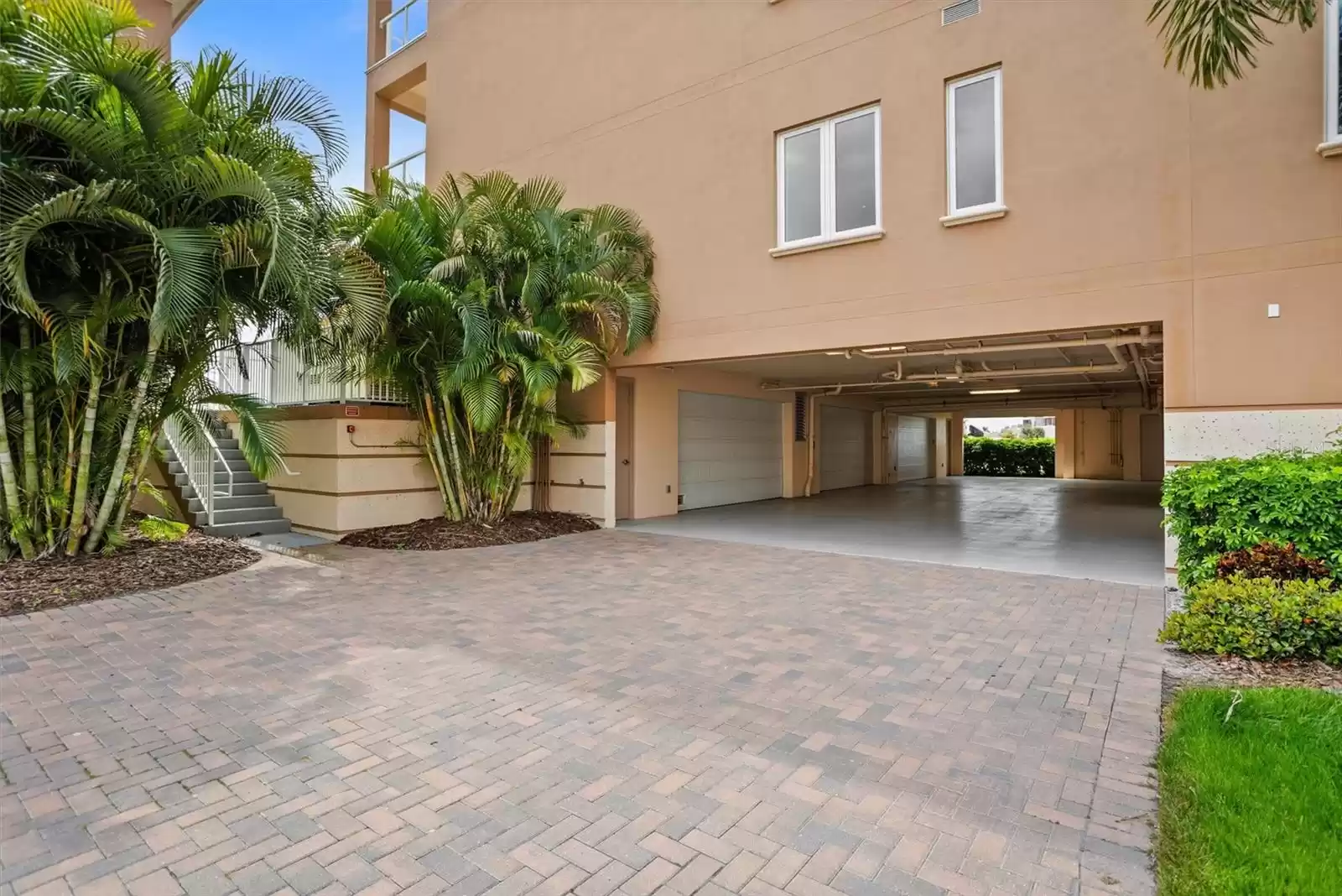 Approaching Garage Level entry, with a 2-car private garage for each unit.